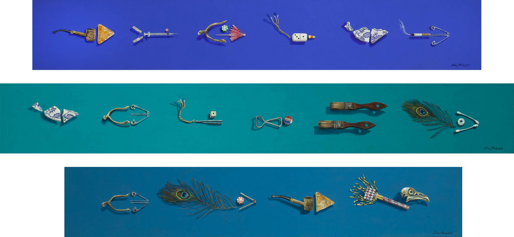 Trash Fish Blue, Trash Fish Green, Trash Fish Teal Tina Mion art objects painting